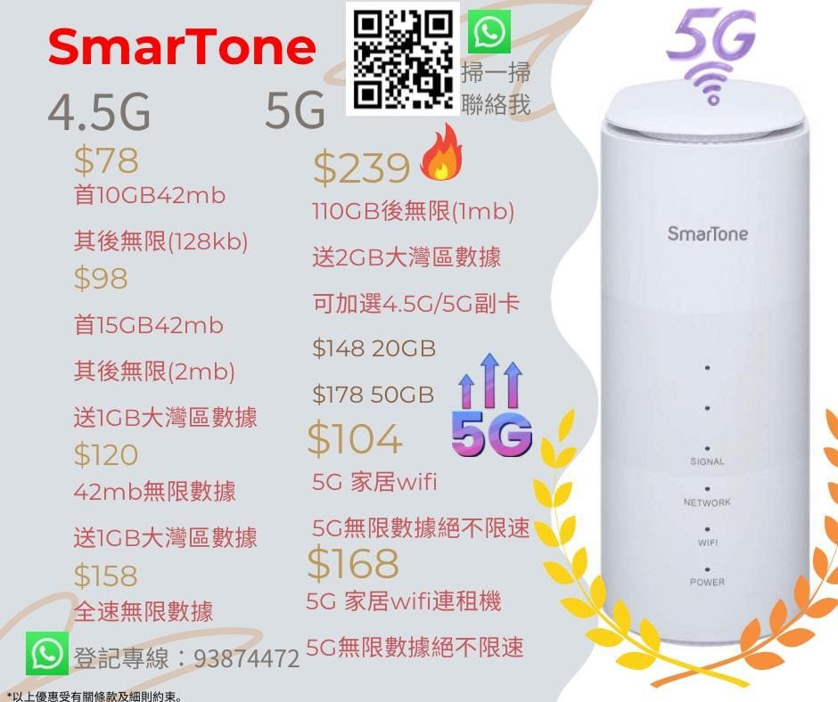 5gplanshk Draft- #smartone #數碼通 數碼通7月優惠 5G110單卡或多卡月費組合 服務詳情：239 ✅首5G 110GB其後無限(1mb) ✅3GB大灣區數據 , 5G副卡加$102 額外送10GB , 4.5G全速副卡加$72 最多加2張 5G 20GB單卡月費組合：$148✅5G 20GB本地數據 cover